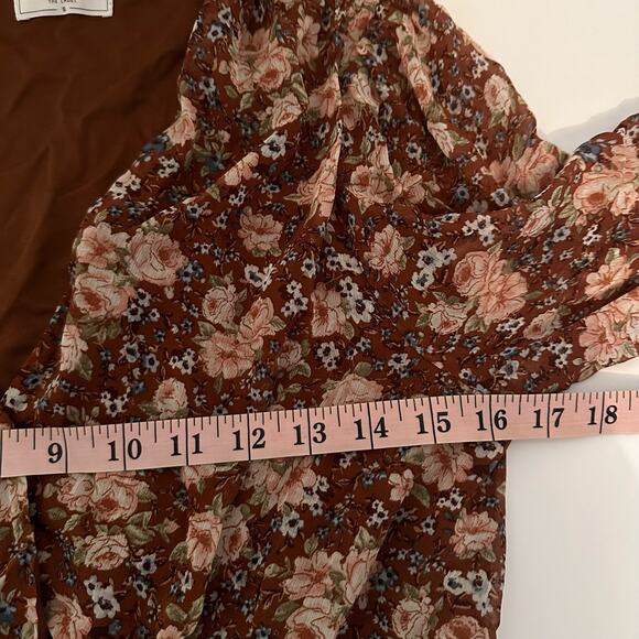 Sage the Label Brown Floral Balloon Sleeve Surplice Bodysuit Size Small - Picture 8 of 10